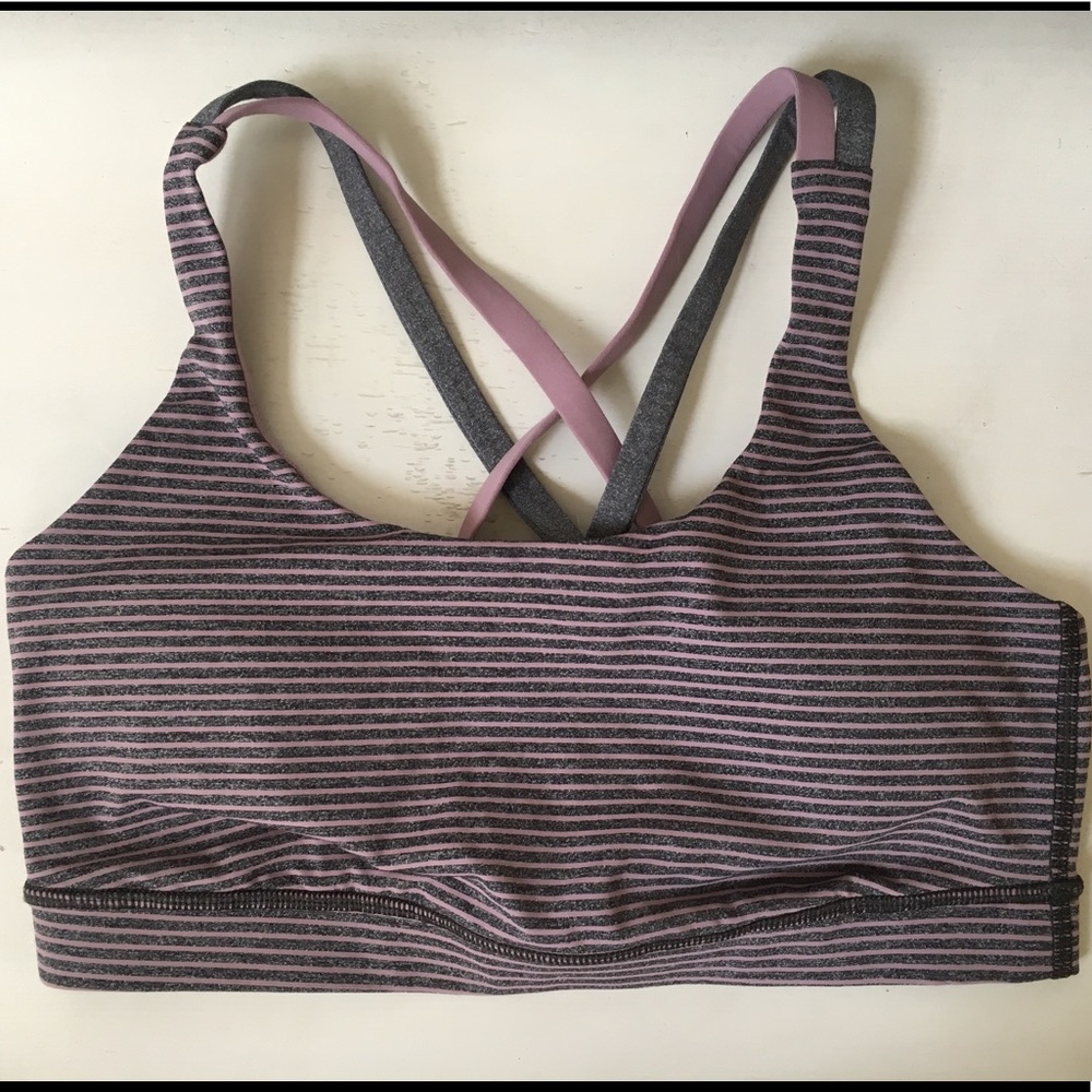 Lululemon Energy Sports Bra Grey & Purple Stripe 8
